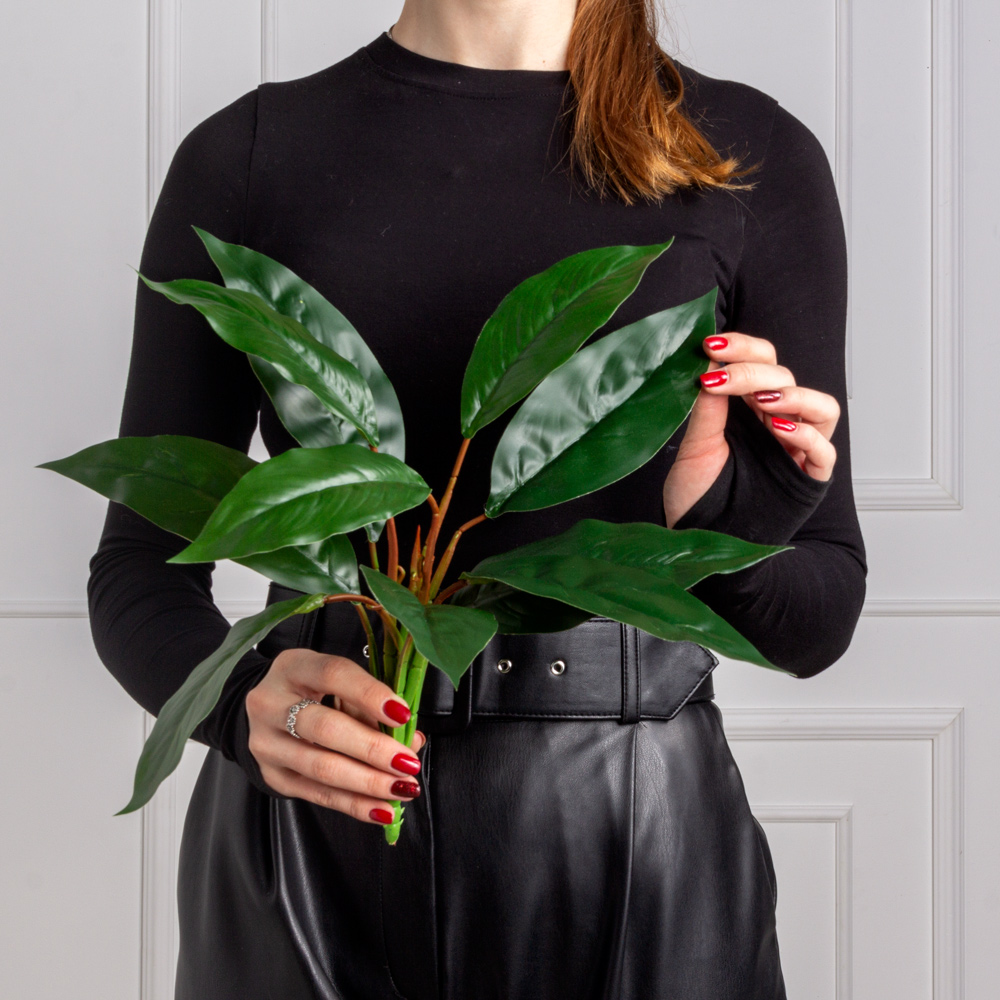 7143/0033-17 Спатифиллум искусственный куст малый 10 листов h40см, зеленый_2