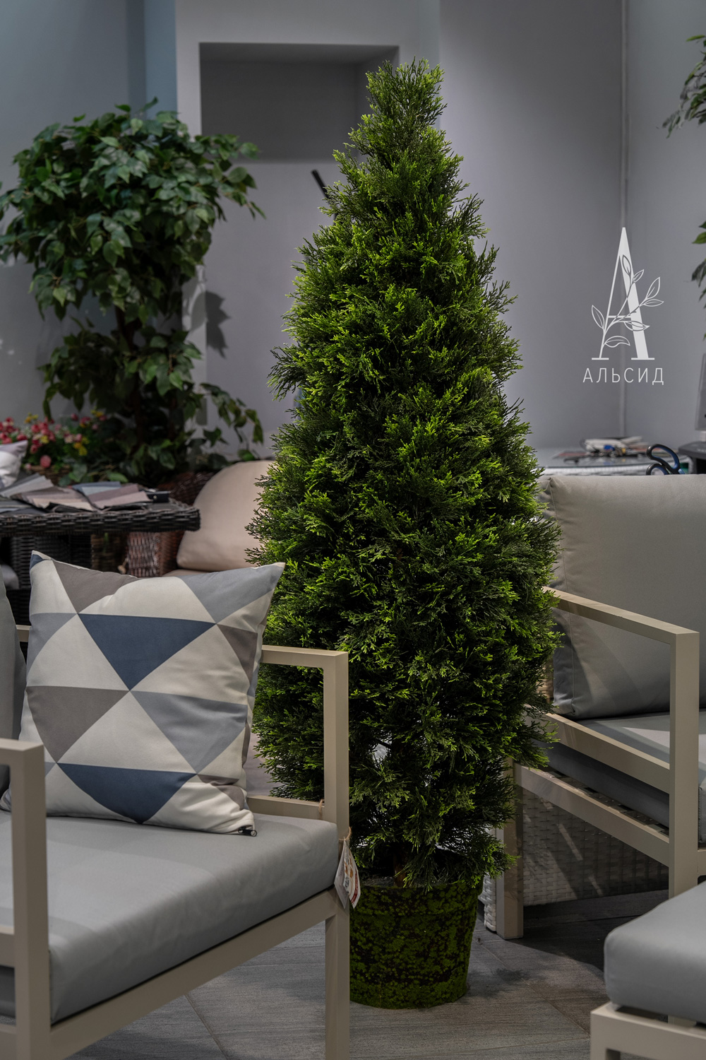 Т150/467(Пр)(F) Туя искусственная конус Платинум h150см_15