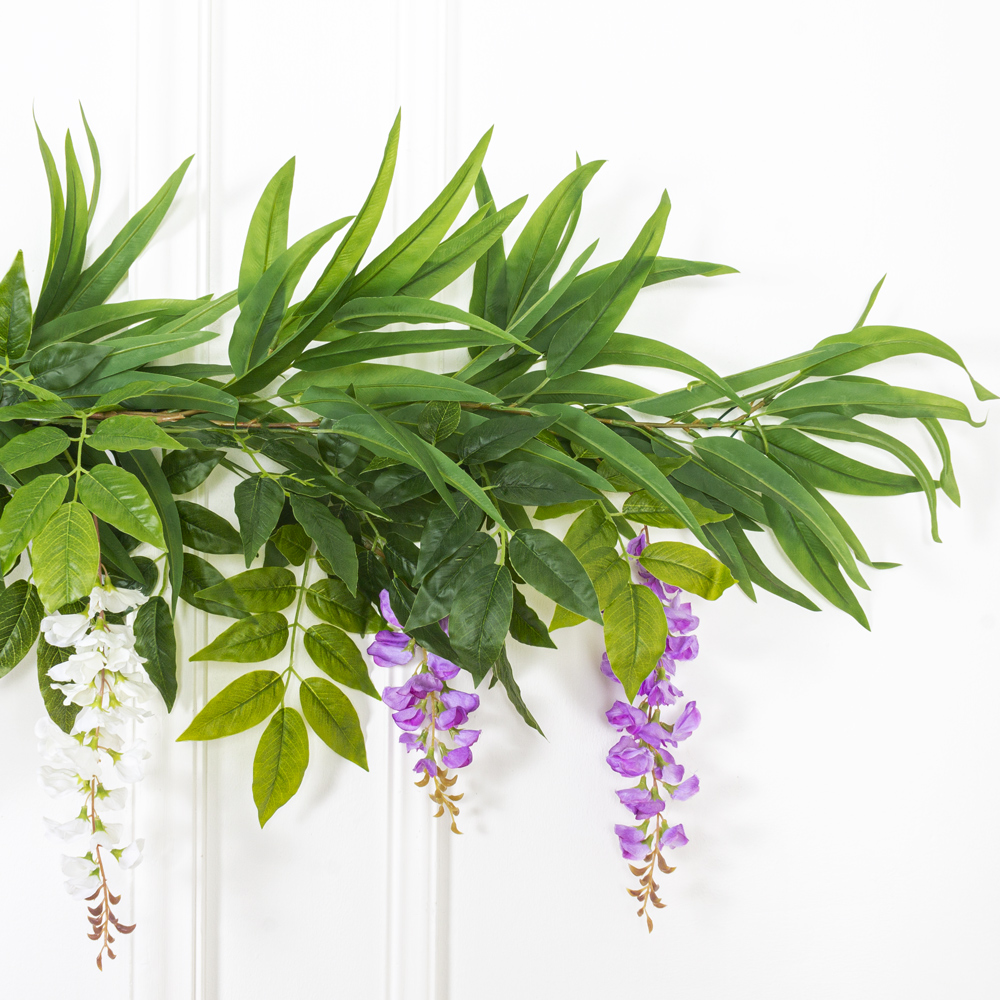 Л49-2(Пр) Лиана Глициния( Вистерия) искусственная L100, бело-сиреневая_1