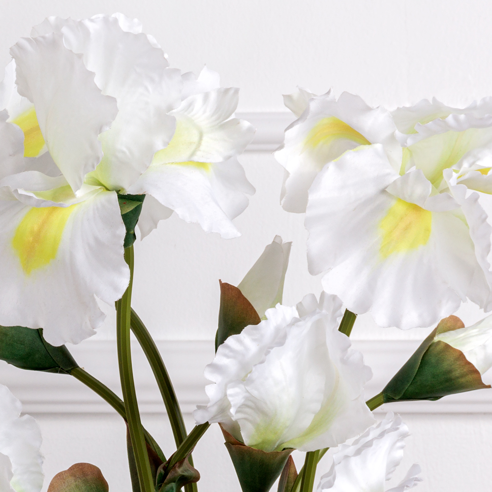 7141А/9120-01/23Р(АКЦИЯ) Ирис искусственный 1 голова d17см, 2 бутона, h80см, белый_3