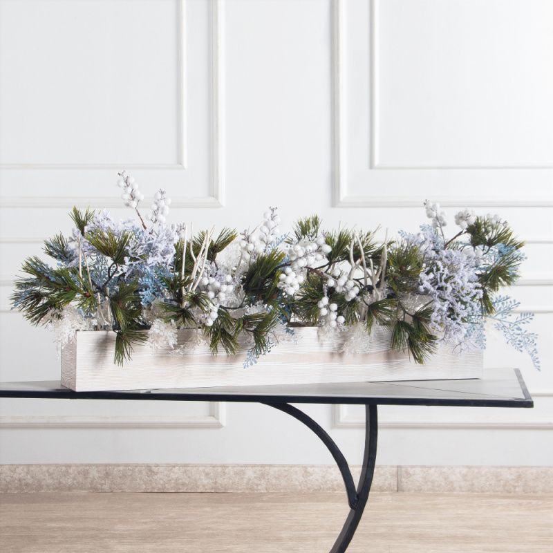 К566(Пр)(F) Композиция искусственная НГ на основании, бело-голубая_1