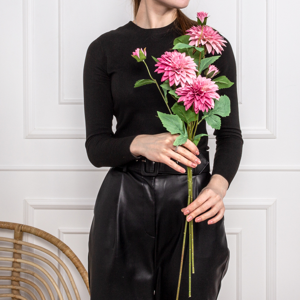 7141А/9120-24/8Р Георгин искусственный 1 голова, 1 бутон, h65см, сиреневый_4