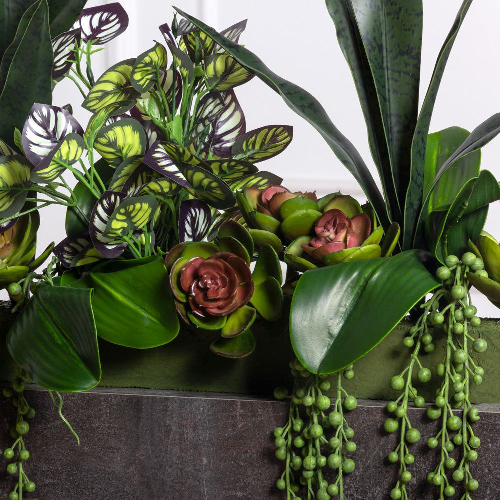 ВМ84(з)(Пр)(F) Композиция искусственная Микс с Сансевиерией на вставке 85х5х5см_3