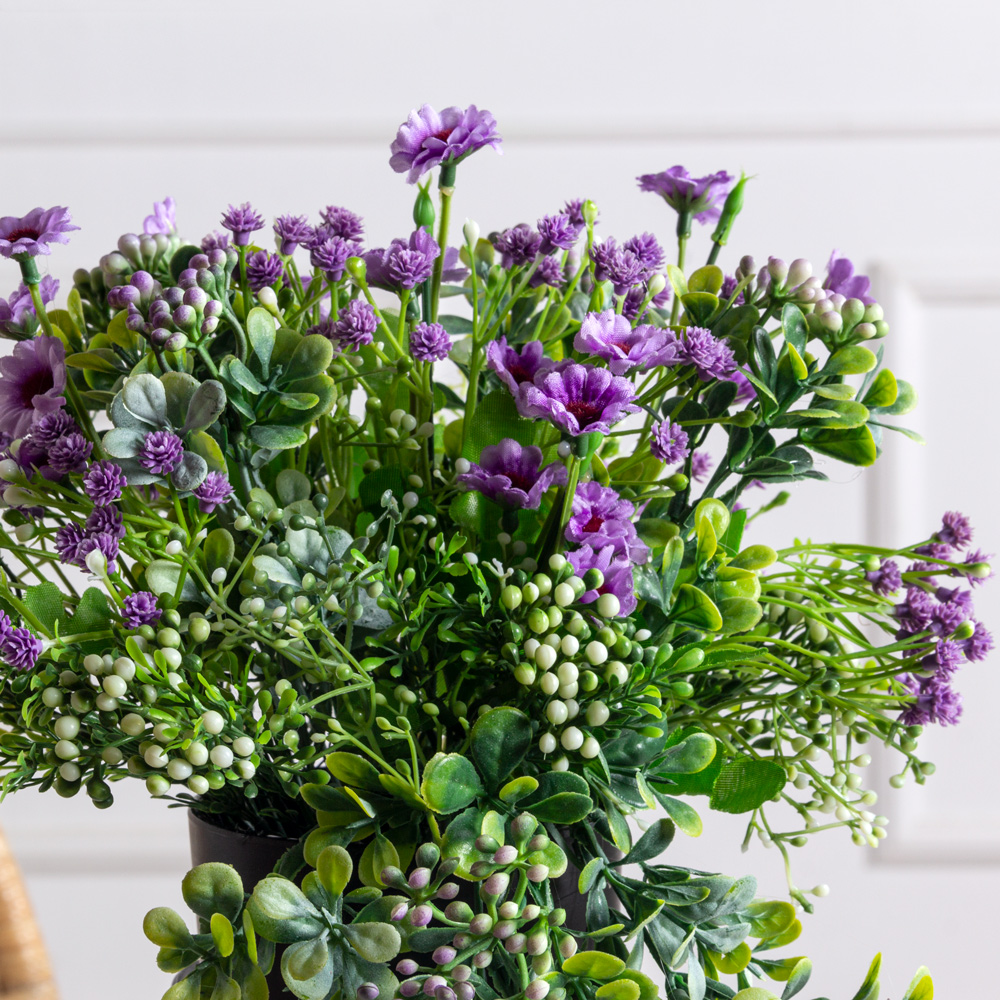 КС/МП47(F) Композиция цветочный микс (фиолет) h18см на металлической подставке h19см _2