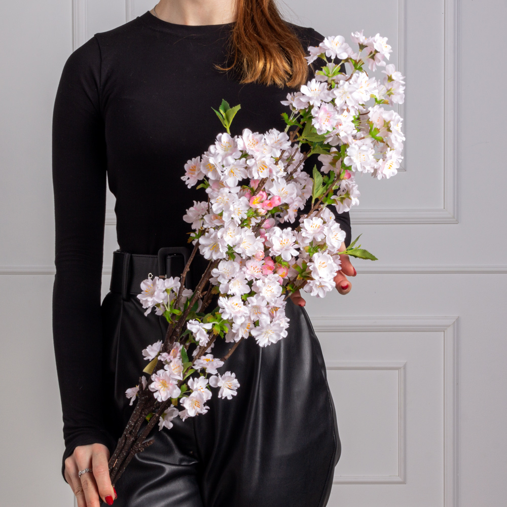 7141А/9120-27/1 Ветка яблони искусственная h94см, розовая_3