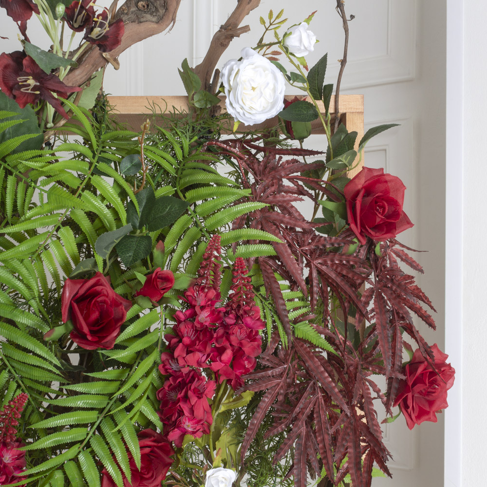 Ш180/60-1/1(з) Ширма декоративная искусственная цветочная в раме 80хh180см, бордо _3