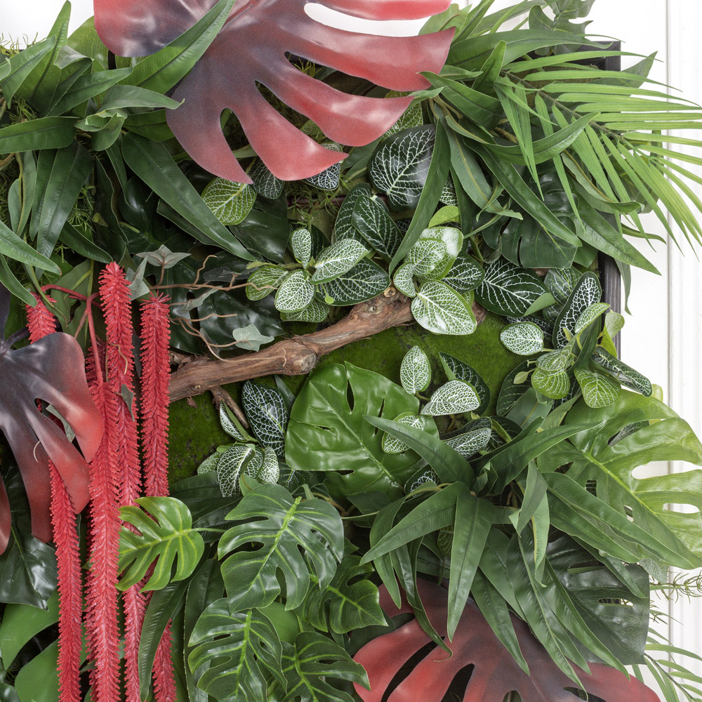 ФК25 Фитокартина искусственная с монстерой бордо в деревянной раме 80хh100см_2