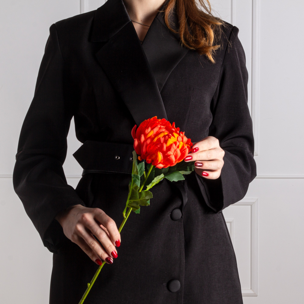 7141А/0443-19/18Р Хризантема искусственная 1 голова d11см, h47см, оранжевая_4