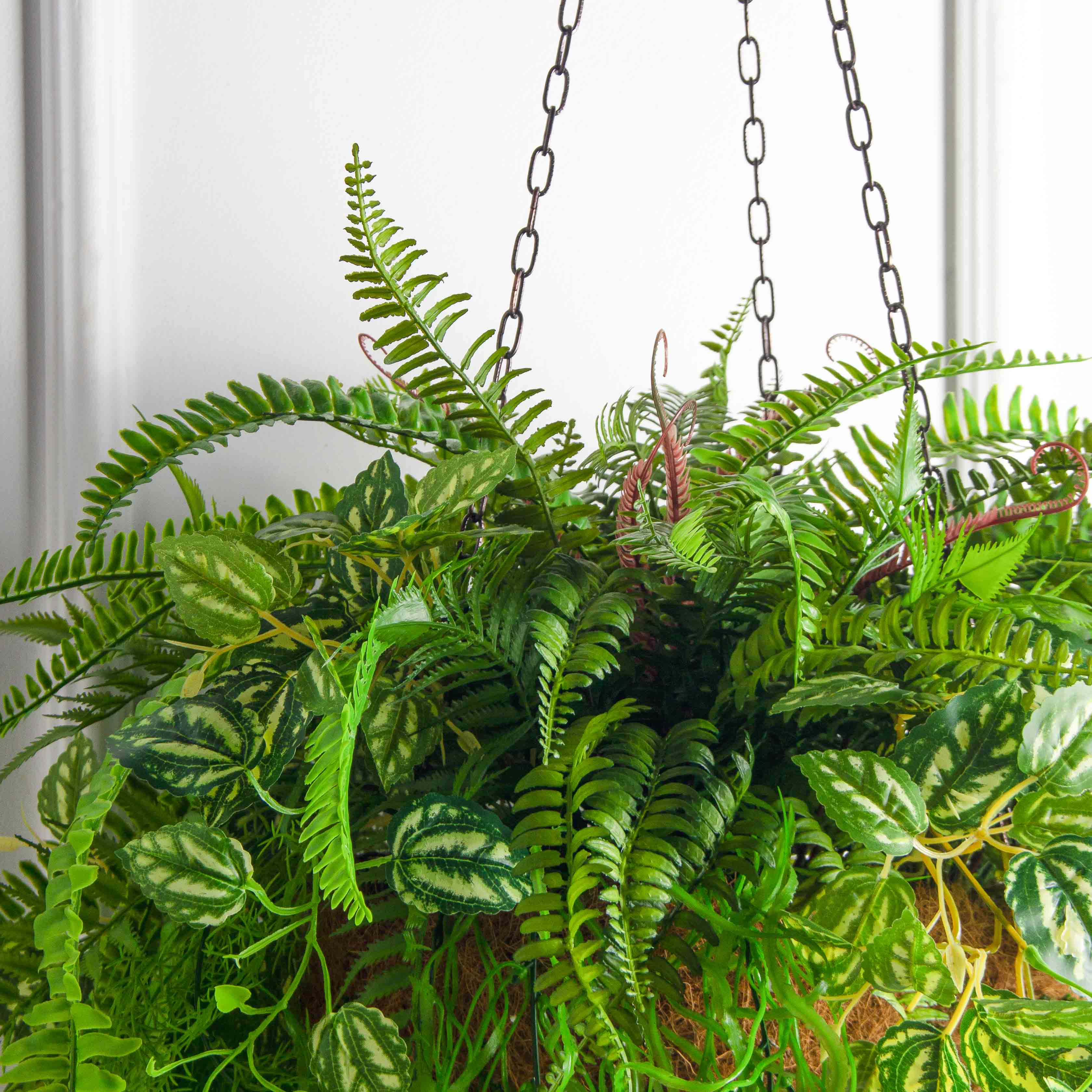 ККВ09 Папоротник искусственный с ампельной пилеей в коковите_7