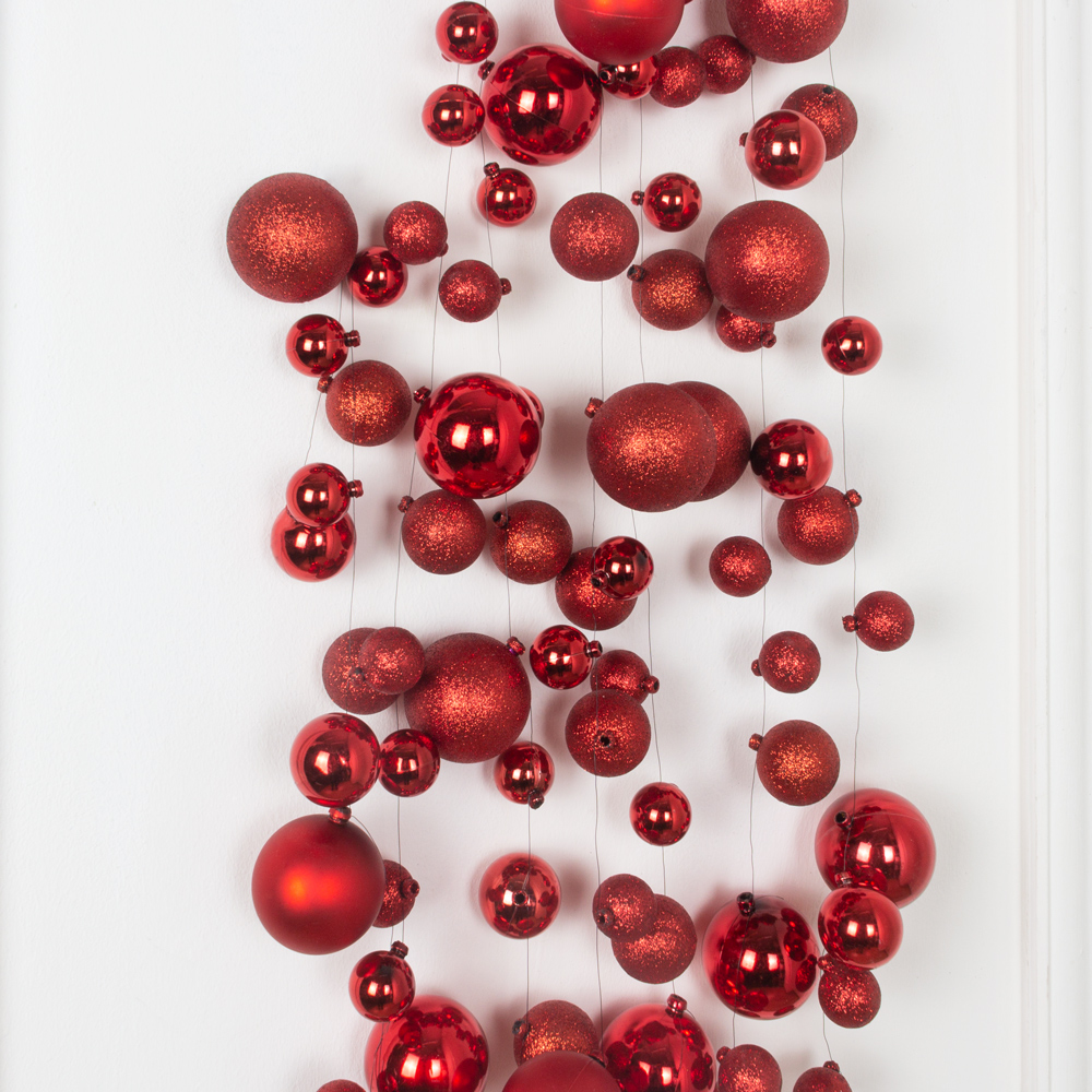 Л90 Гирлянда искусственная из новогодних шаров L100см, красная_1