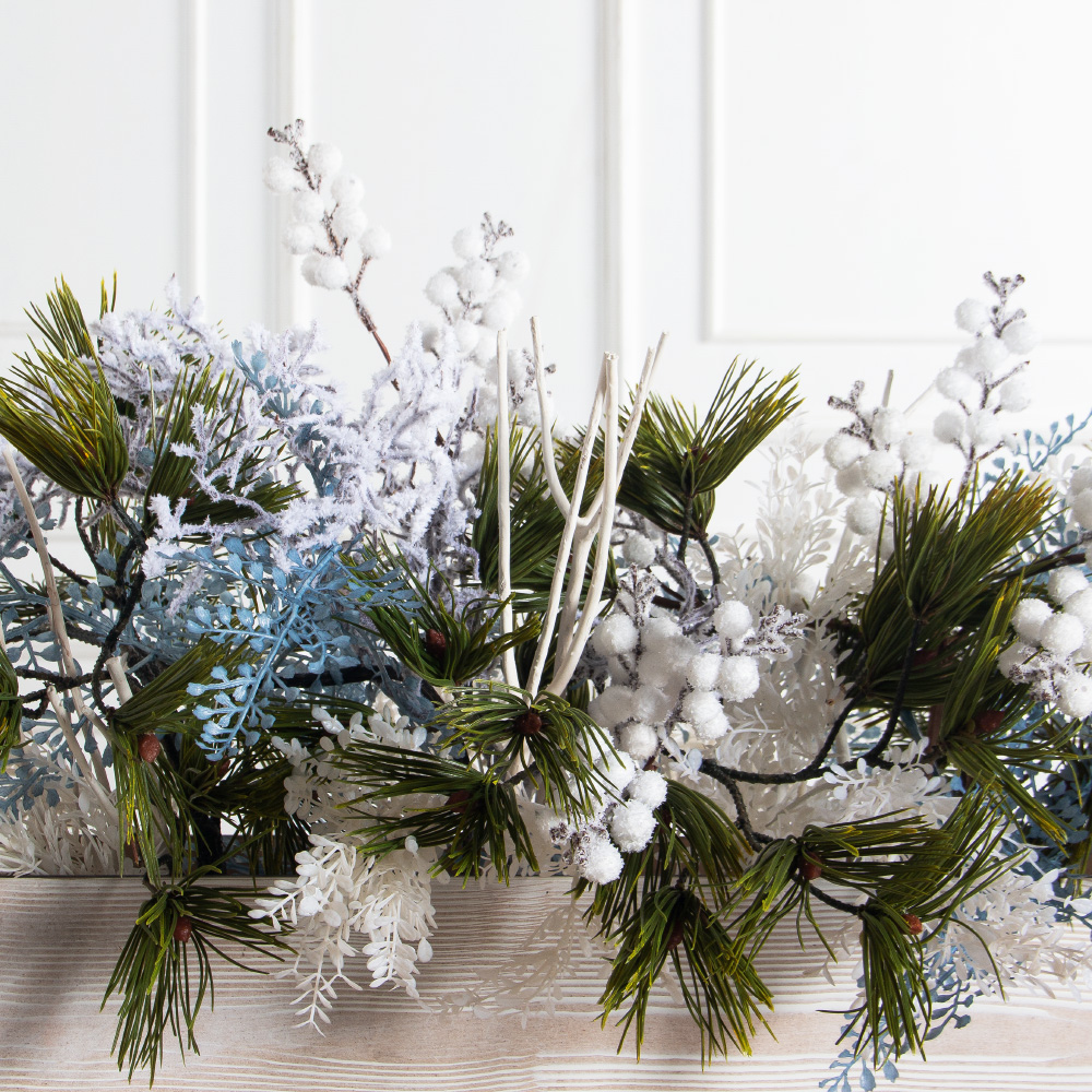 К566(Пр)(F) Композиция искусственная НГ на основании, бело-голубая_5