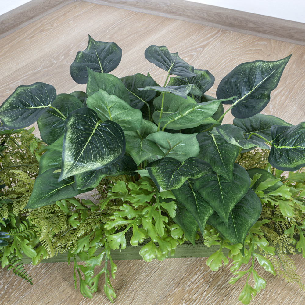 ВМ11-5(з.) Композиция искусственная Микс из папоротников с фило на вставке 100х10х3см_2