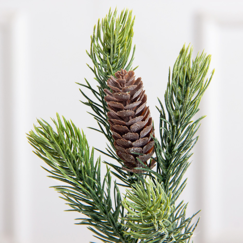 736А/9271-0164(F) Ветка еловая НГ с шишкой и блёстками h32см(18+14см) 4части и 1шишка_2