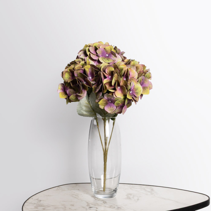 7141/А27120-36/17-9(F)Гортензия искусствен. 5 голов(15 см), h49см, нога силикон, фиолетово-зелен._1