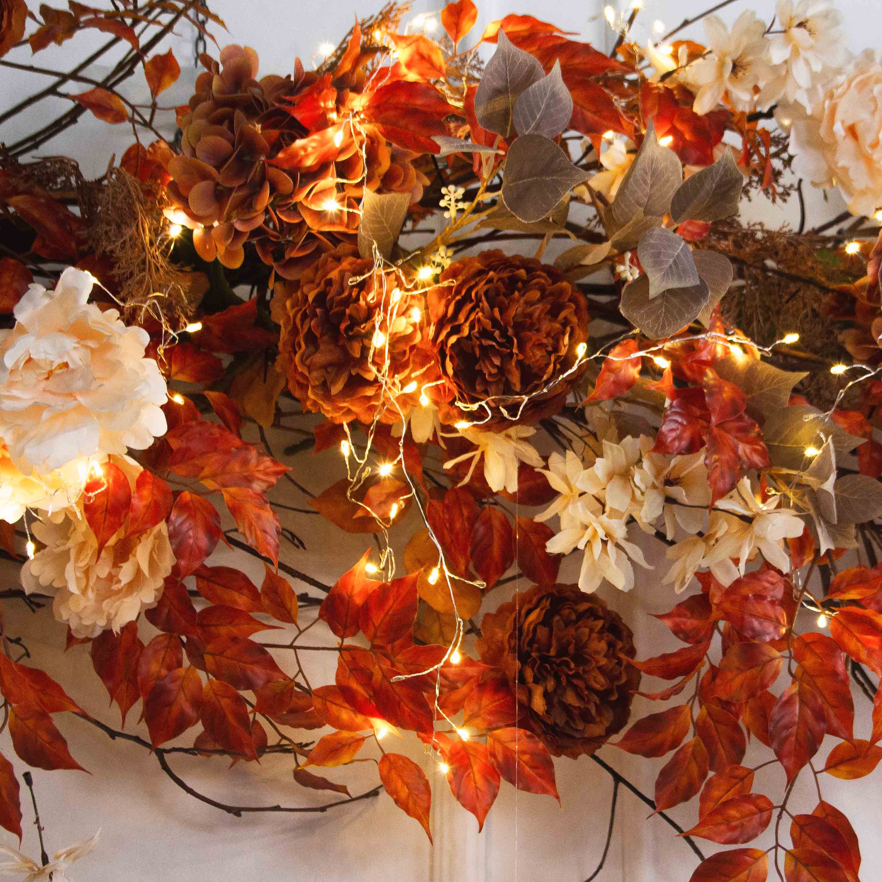 Л172/СВ03(Пр)(F) Лиана искусственная с гирлянлой Роса, бежево-терракотовая L100см_3