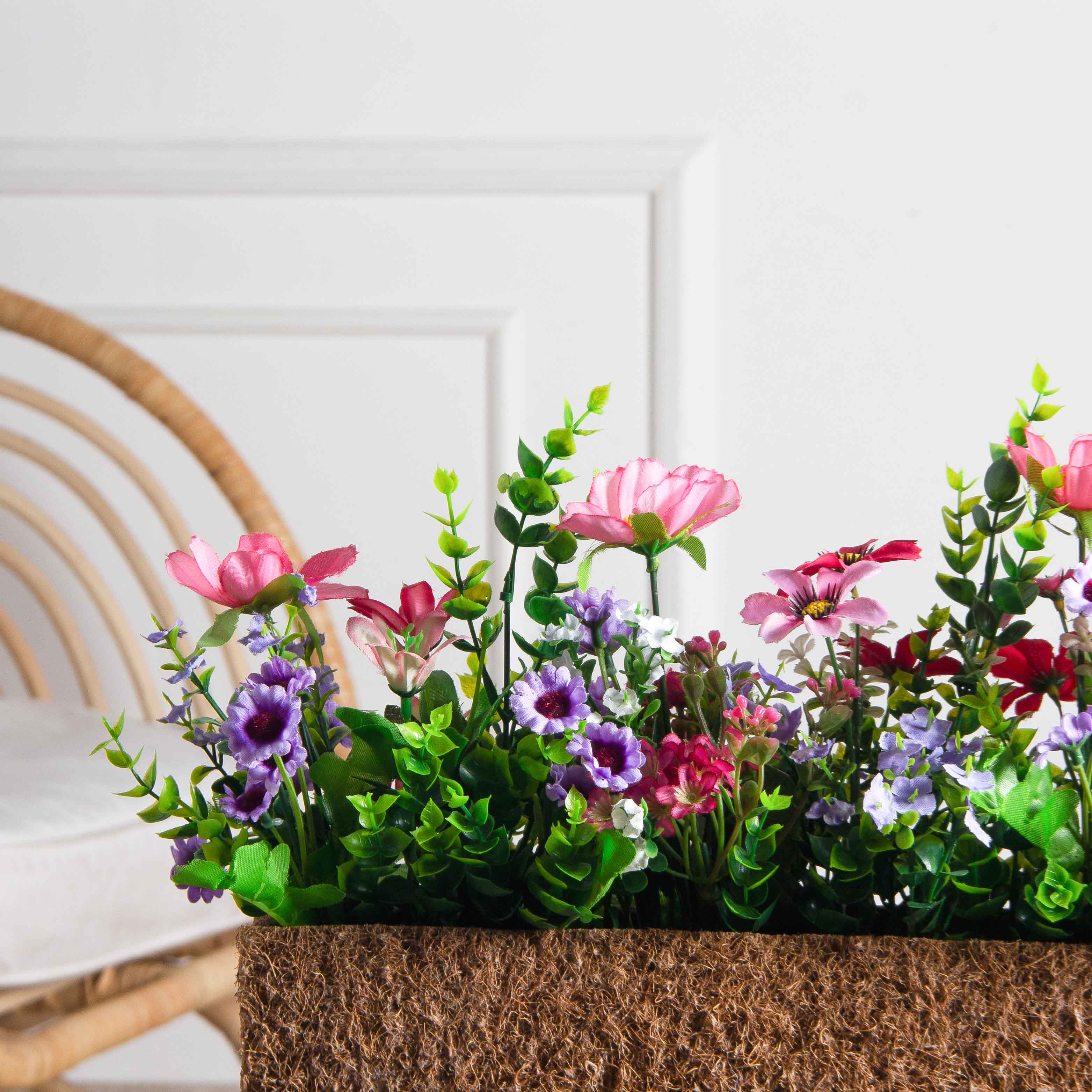 Ц427-1/3(з)(F) Композиция искусств. Цветочный микс с Колокольчиками в кокос. боксе 55,5х7,5х12см_3