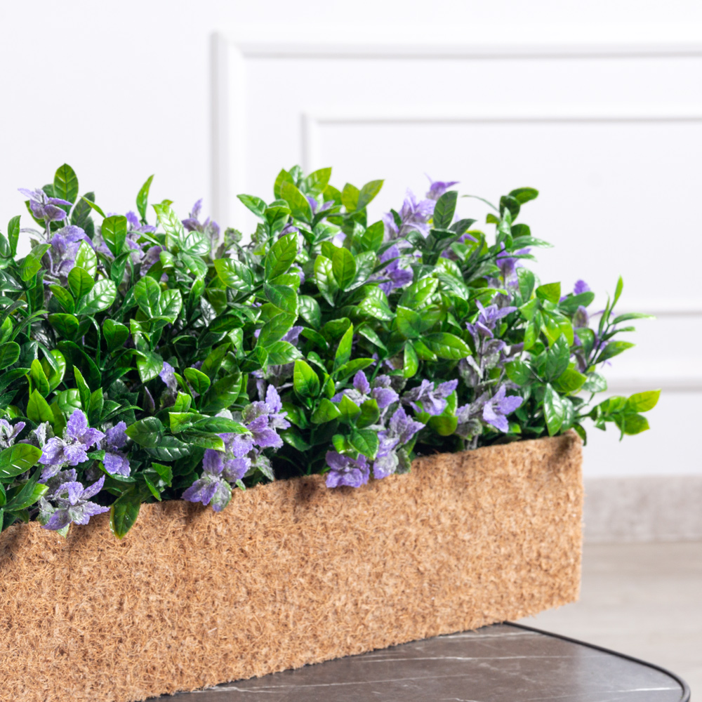 ТД109(з)(F) Черничник  искусственный с зеленью с патиной  в кокосовом боксе 88х16х10см ( фиолет)_2