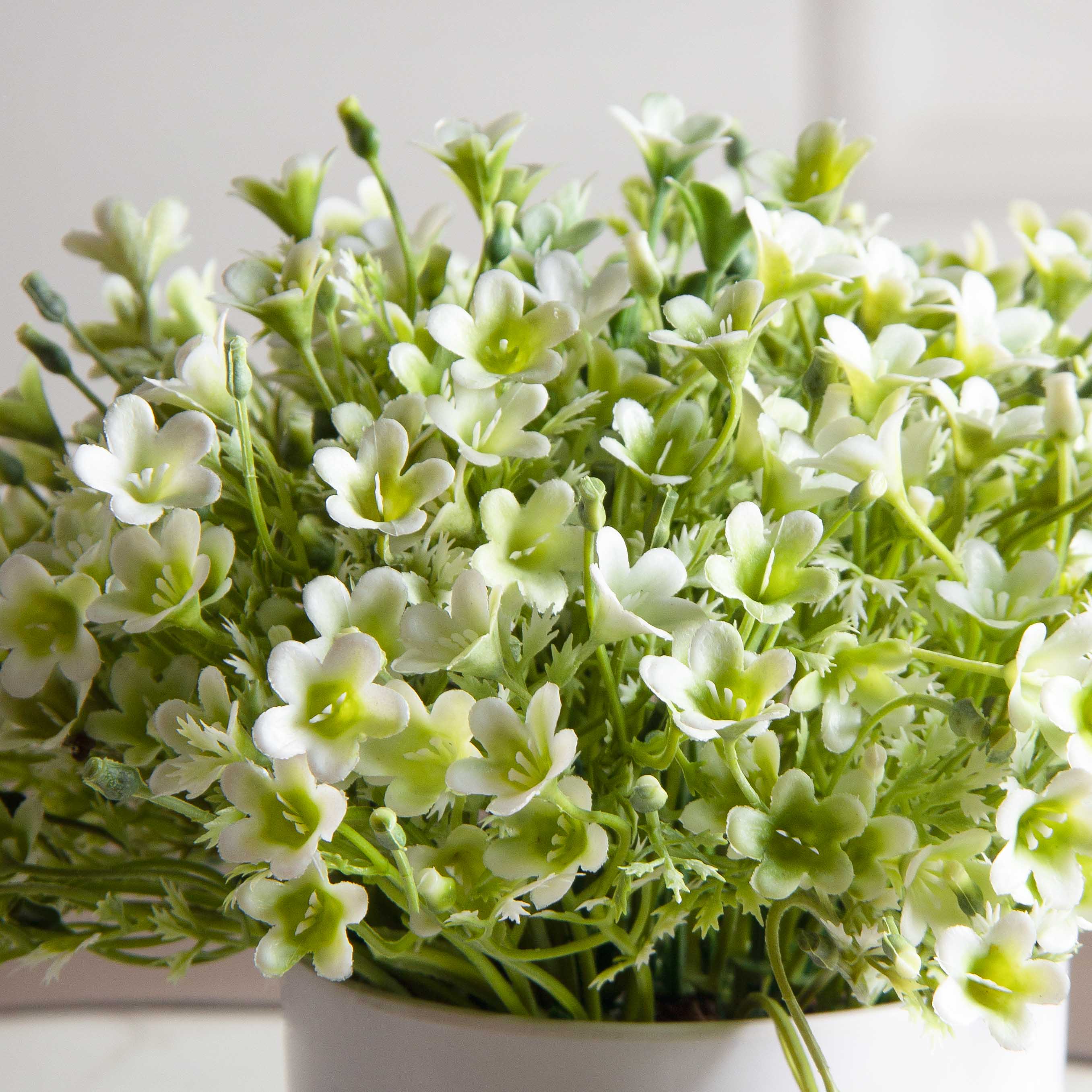 КС/О40-1(F) Кампанула искусственная h18см в кашпо, белая_3