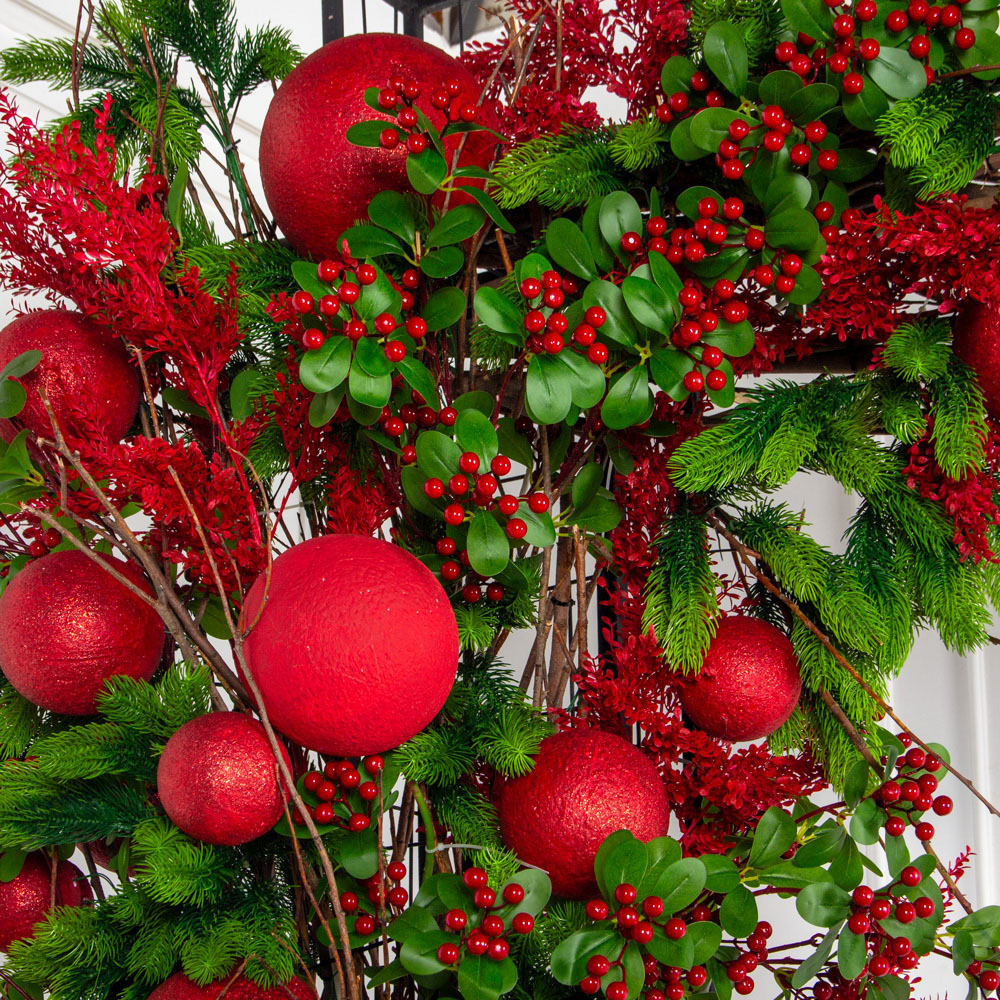 ДЛ185(Пр)(Fix)(F)Декор вход.группы h270см н/прутьях, прист.с красными шарами_7