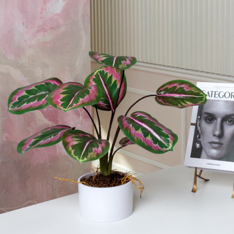 ЦС2144(F) Калатея искусственная зелёно-фиолетовая