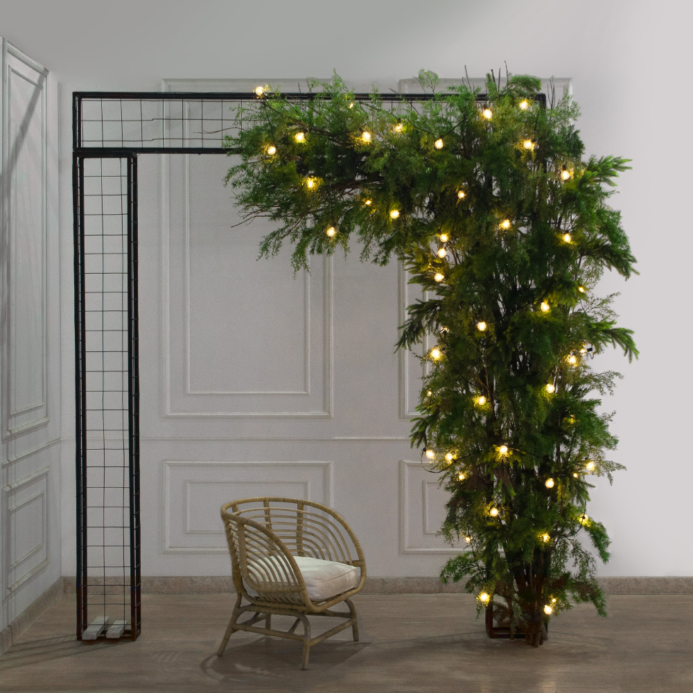 ДЛ182/СВ04(Пр)(Fix)(F)Декор вход.группы хвойный h290см н/прутьях, прист.с ретро-гирляндой_3