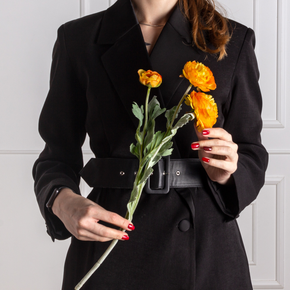 7141А/0443-17/18Р Ранункулюс искусственный 2 головы, 1 бутон h50см, оранж._5