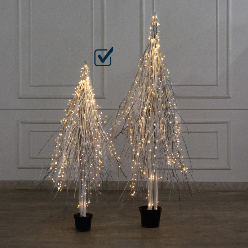 130/РН/СВ03т(Пр)(F) Ель в скандиновском стиле с гирляндой Роса h130см, белая_1