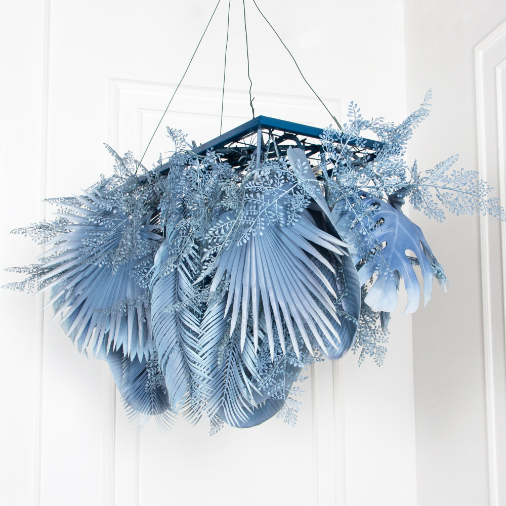 КЗ/54(з)(F) Композиция искусственная на сетке с ампельными растениями 90х40см, свес 60см_3