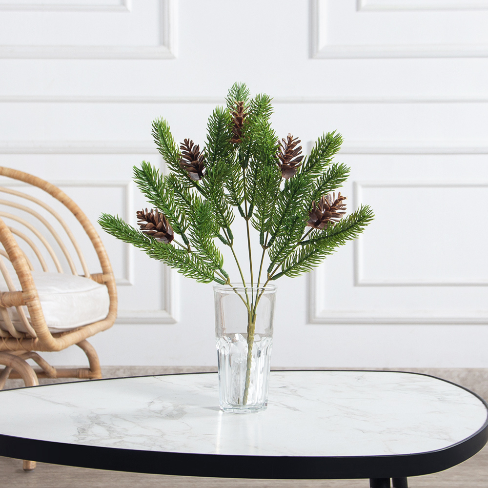 736А/9271-1009(F) Ветка еловая с шишками h33см(25+8см) 5веток,5шишек_2