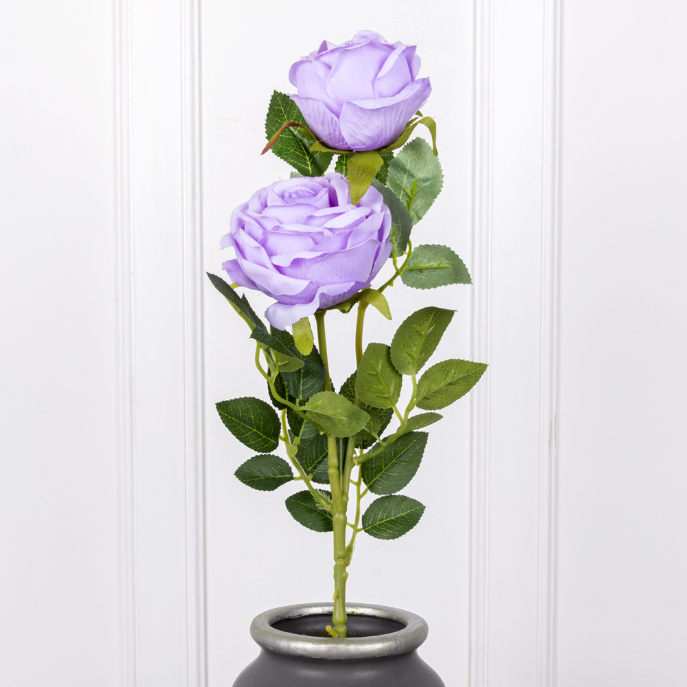 7141А/0443-4/8 Роза искусственная 2 головы, h69см, сиреневая_1