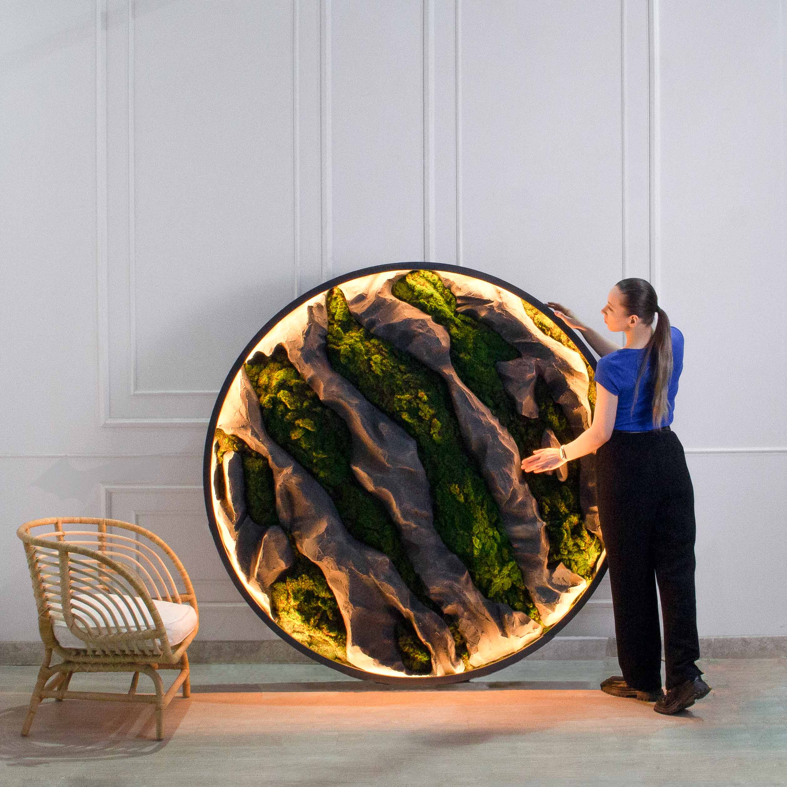 ФП21(з/УУ)(F) Фитопанно искусственное в металлической раме с подсветкой d170см_2