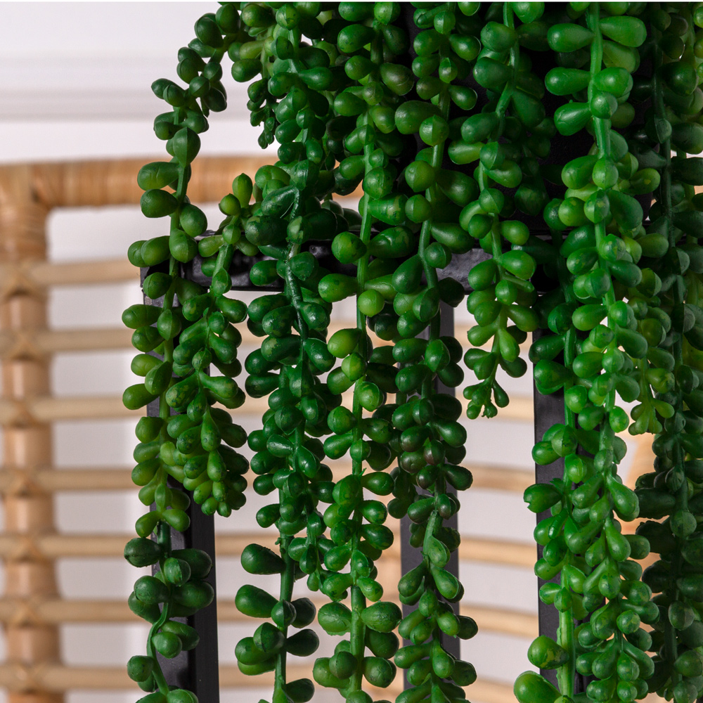 КС84 Композиция искусственная Крестовник Роули ампельный в кашпо, зеленый_5