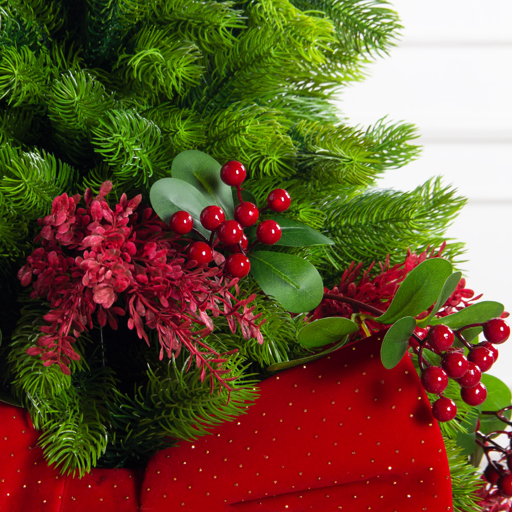 080/289-2(Пр)(Fix)(F) Ель искусственная h80см с красным декором на основании_4