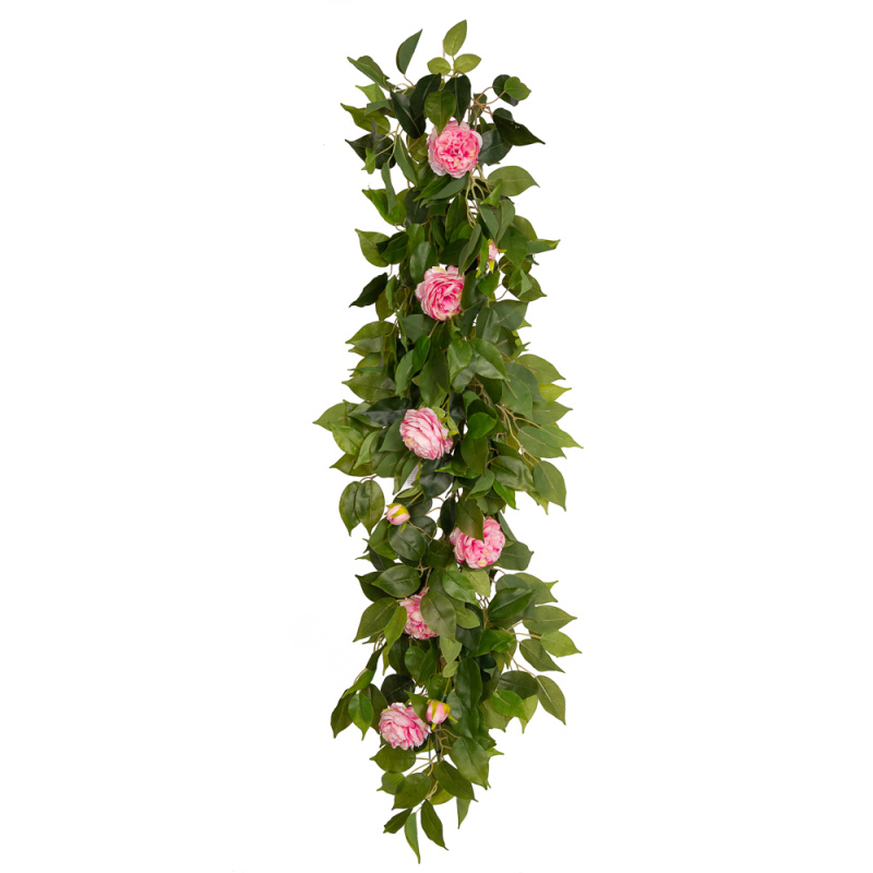 Л29 Лиана из вестки фикуса с цветами розы L100см