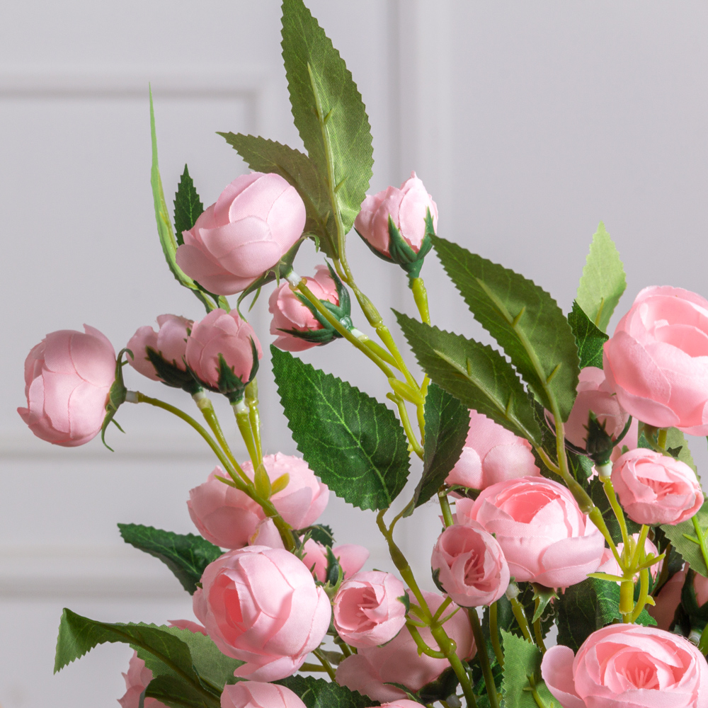 7141А/0443-3/1 Ранункулюс искусственный, 5 голов, 6 бутонов, h51см, розовый_1