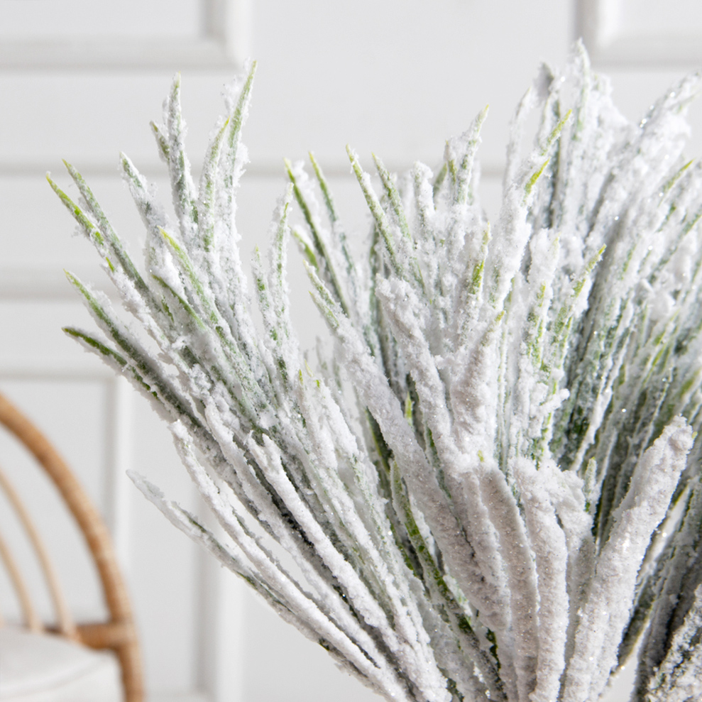 736А/0424-0142(Чп)(F) Трава заснеженная НГ с блестками 7 веток h37см(27+10см)_4