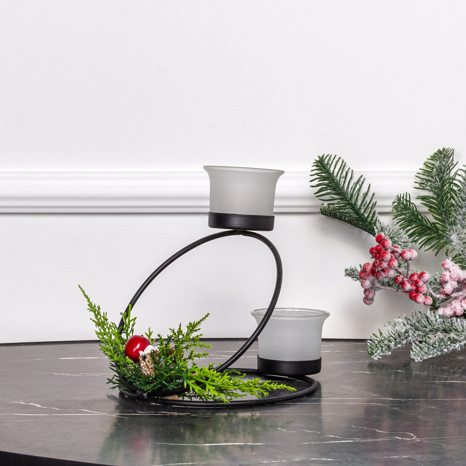 808/025-2/2(Sale) Подсвечник металл+стекло* 2св (20*20*h19см), черный_2