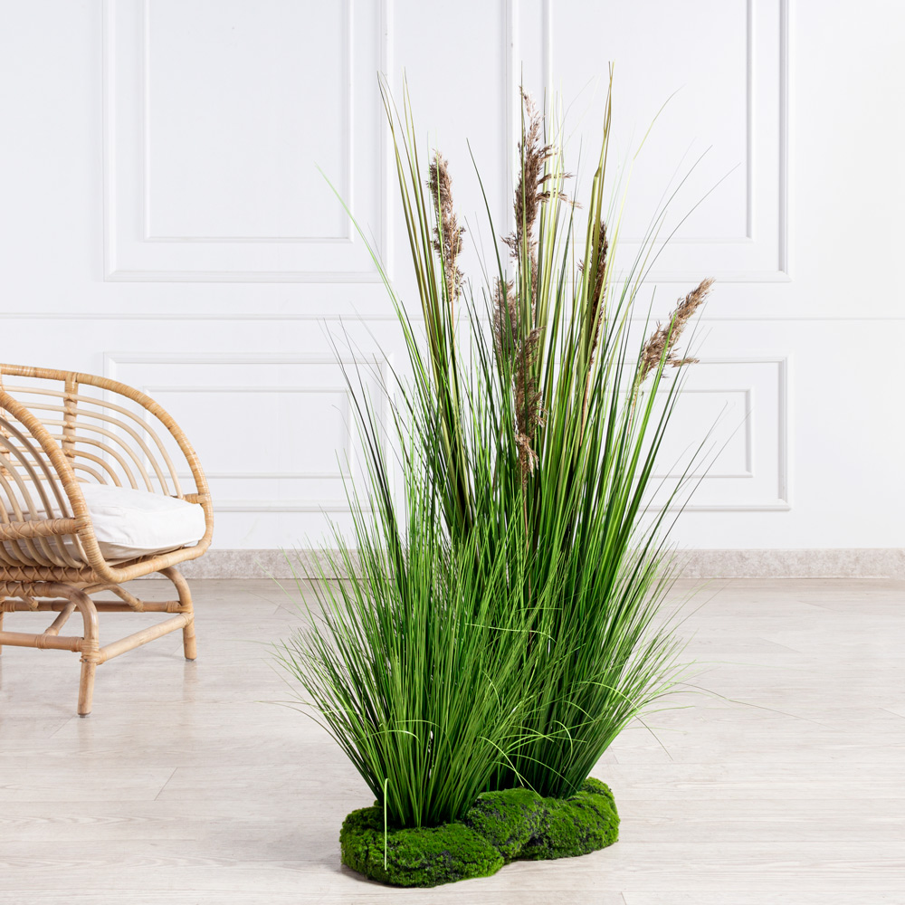 К351(F) Трава Осока искусственная h115см на кочке из мха_1