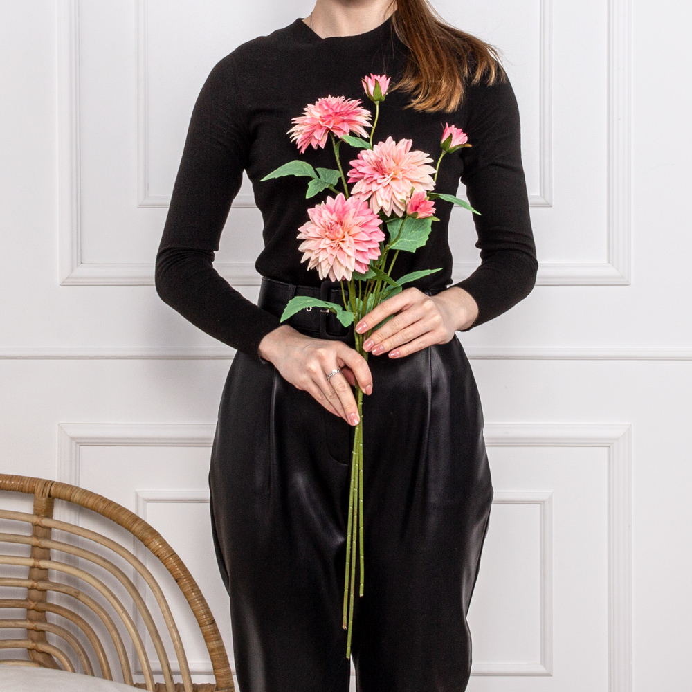 7141А/9120-24/5Р Георгин искусственный 1 голова, 1 бутон, h65см, светло-розовый_4