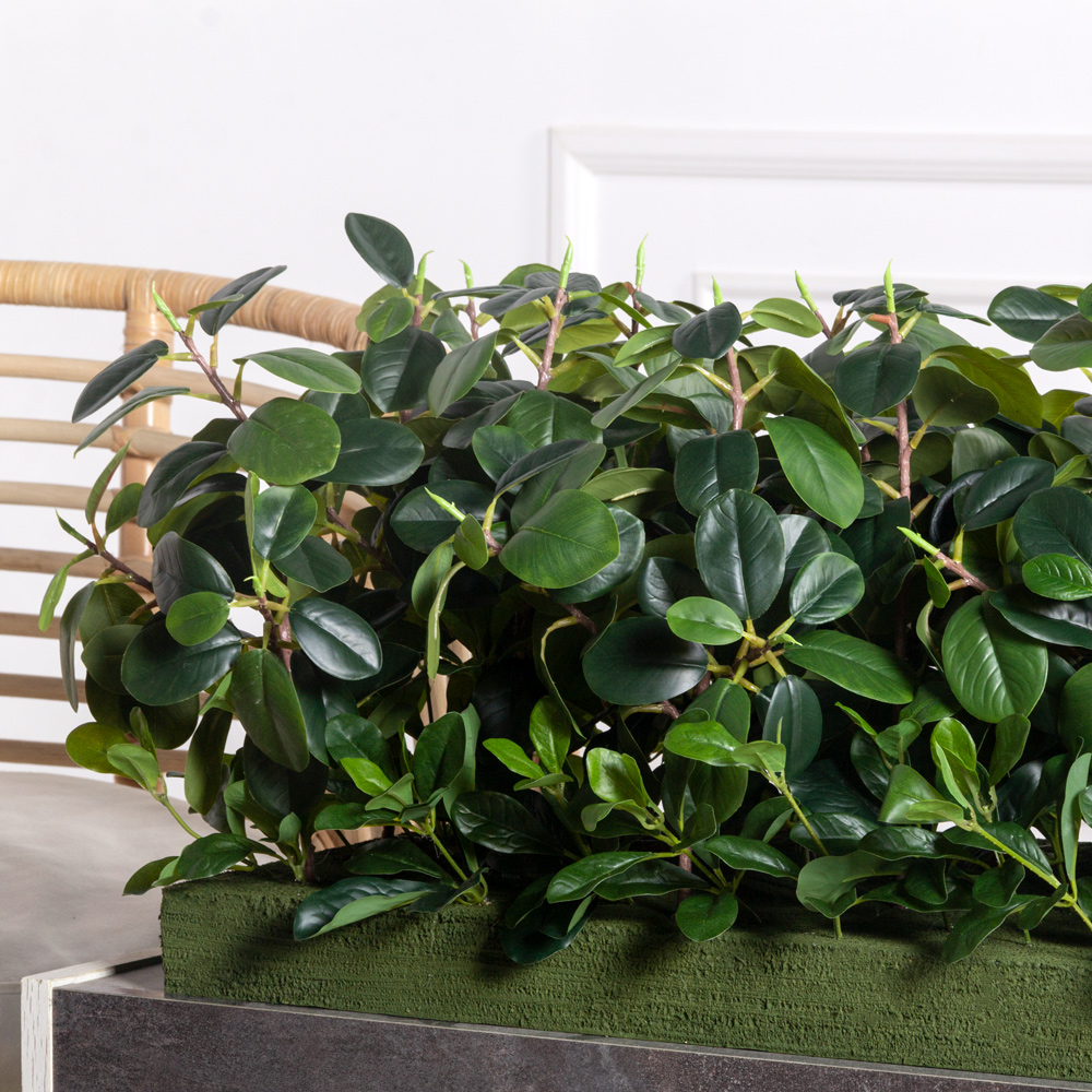 ВМ82(з)(F) Композиция искусственная Микс фикус с питтоспорумом на вставке 98х35х5см_2