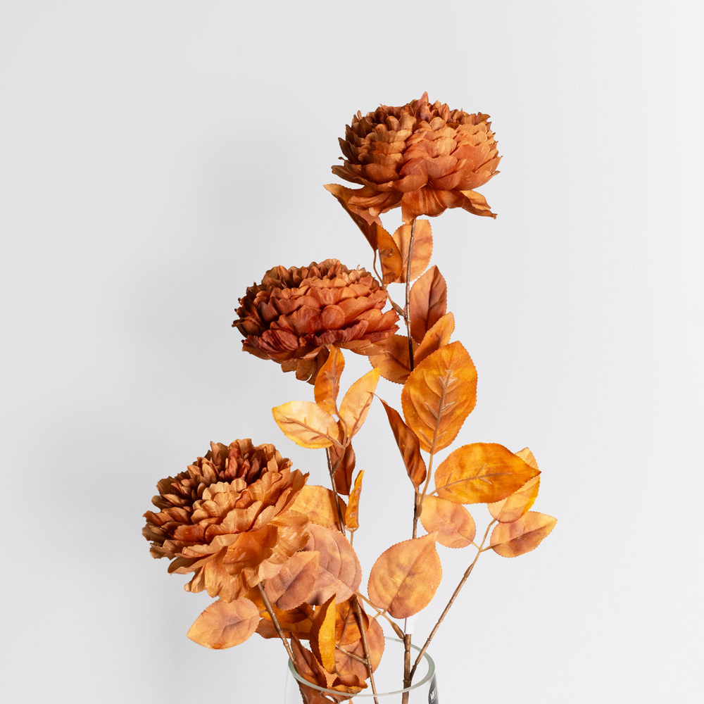 7141/А27120-38/33(F) Пион искусственный 3 головы h105см, рыжий_4