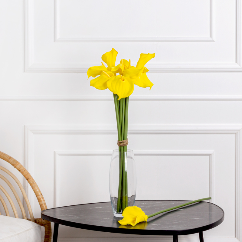 7141А/0443-6/4(АКЦИЯ) Калла искусственная h66см, желтая (латекс)_2