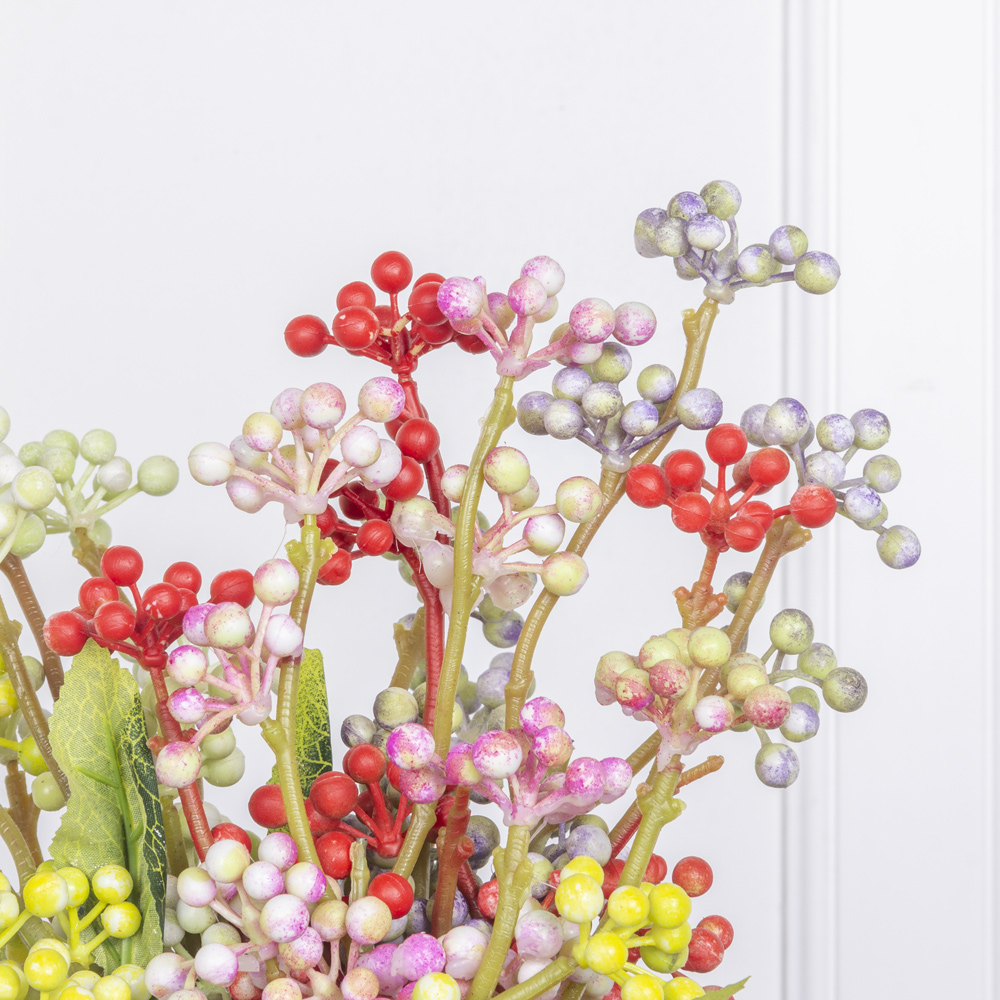 7143/А2783-54 Ягоды с листьями искусственные куст 5 частей, h50см(микс)_1