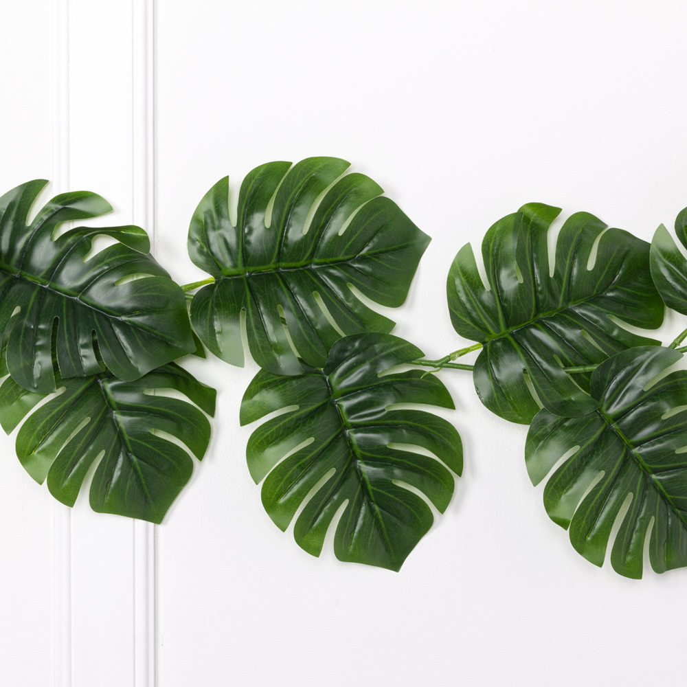 7144А/0228-13 Лиана монстера искусственная, h200см, листья 13хh14см_1