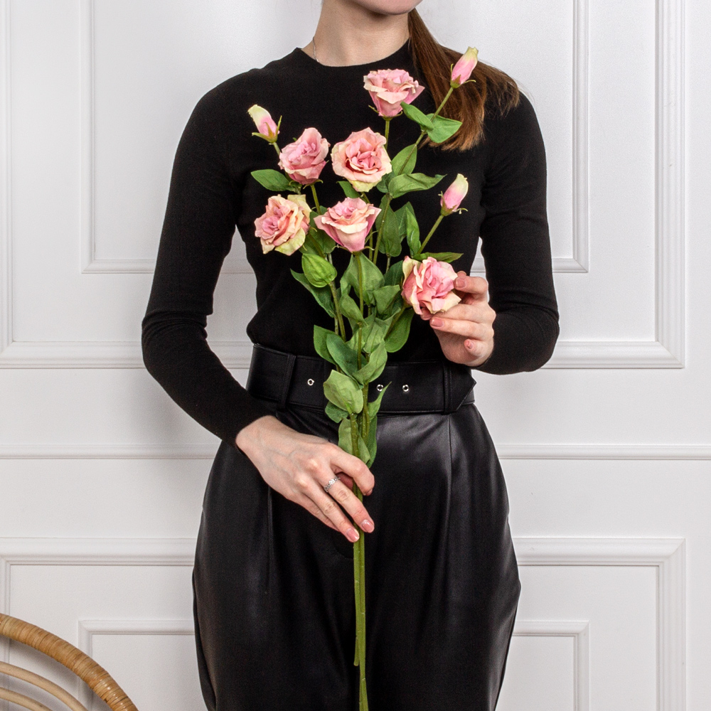 7141А/9120-20/1Р Лизиантус искусственный 2 головы, 1 бутон(латекс) h72см, розовый_3