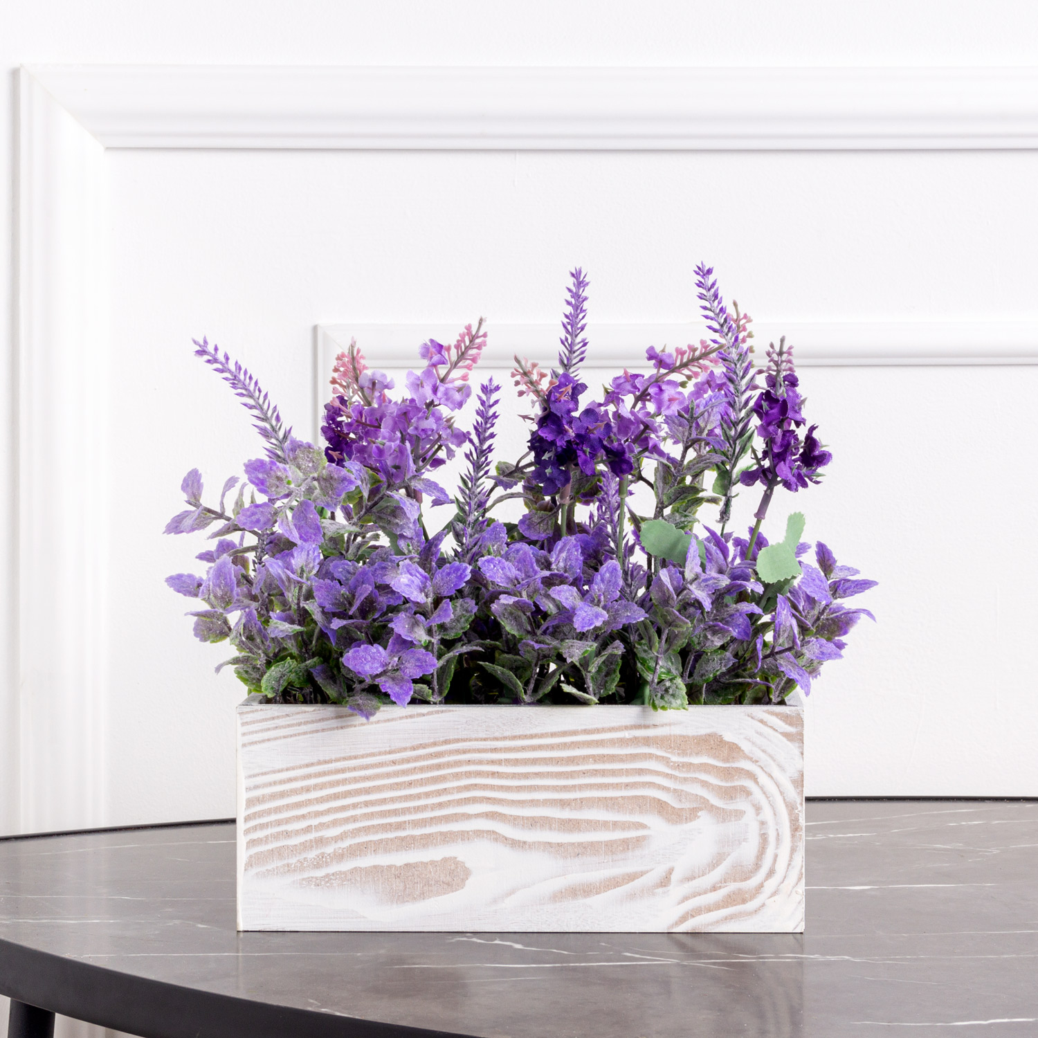 ТДЯ412 Лаванда искусственная в деревянном ящике 20х9х8см_1