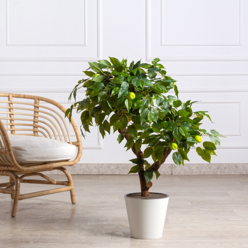 БП095/2К/44(F) Бонсай искусственный Яблоня с плодами h95см, зелеными