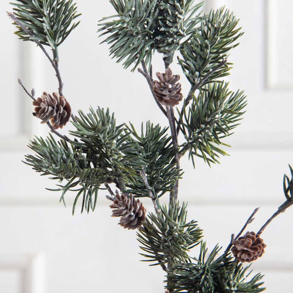 736А/0424-0140(F) Ветка еловая НГ с шишками и блёстками h65см(40+25см) 3ветки_3