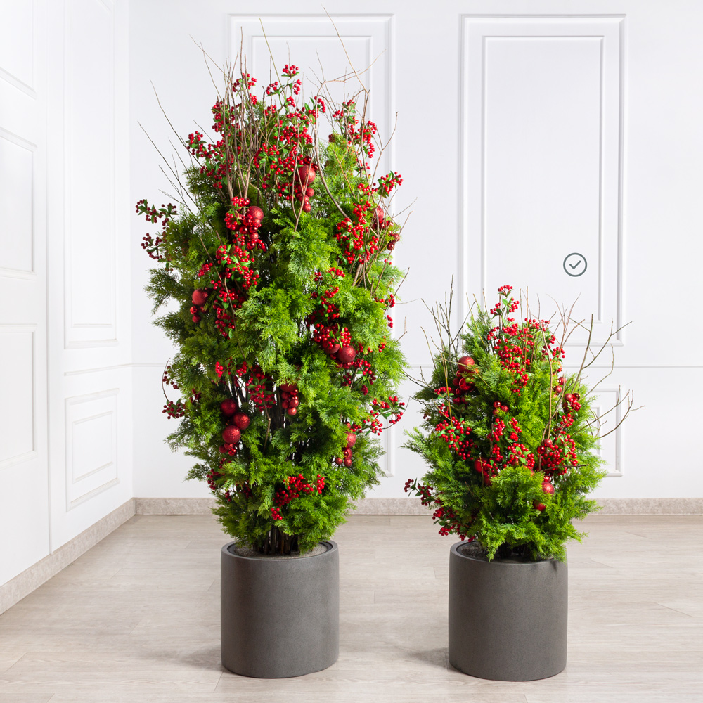 ДЛ148-1(з)(F) Декор входной группы хвойный L120см на прутьях в кашпо_4