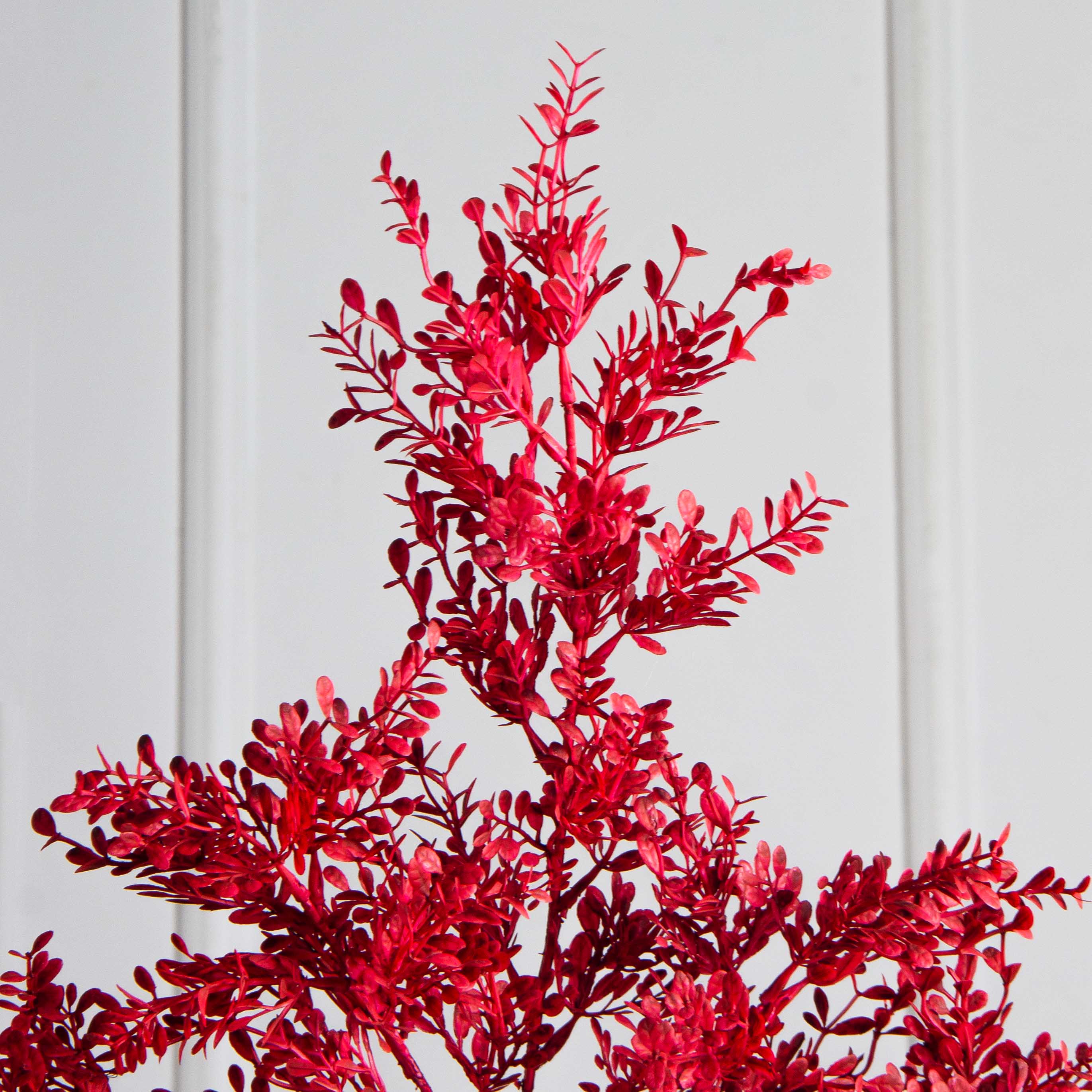 7143/0041-10/11 Ветка искусственная Мини самшит h97см, бордовая_4